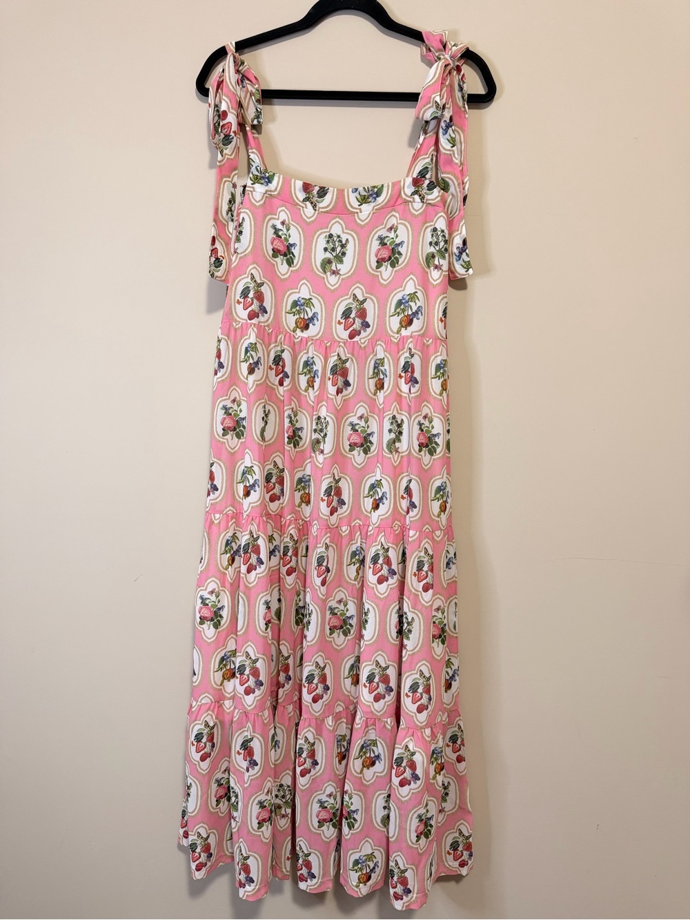Sleeveless Pink Floral Tie-Shoulder Maxi Dress - Fits like XS - Picture 2 of 3